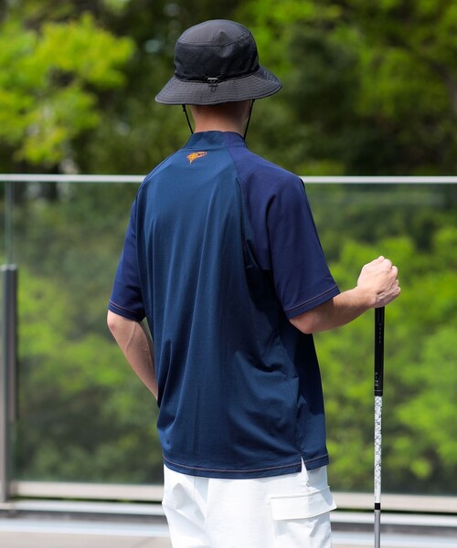 BEAMS GOLF モックネック半袖シャツXL ストレッチ BEAMS GOLF tシャツ ORANGE LABEL / ラグラン切り替え モック