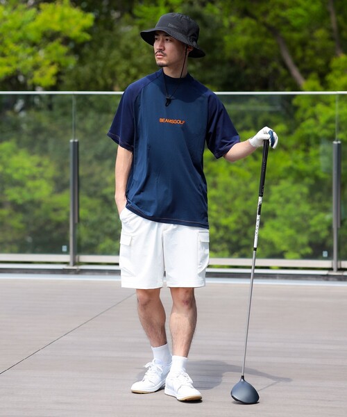 BEAMS GOLF 黒 XLサイズ モックネック半袖シャツ Champion チャンピオン 半袖 モックネックシャツ メンズ ゴルフ
