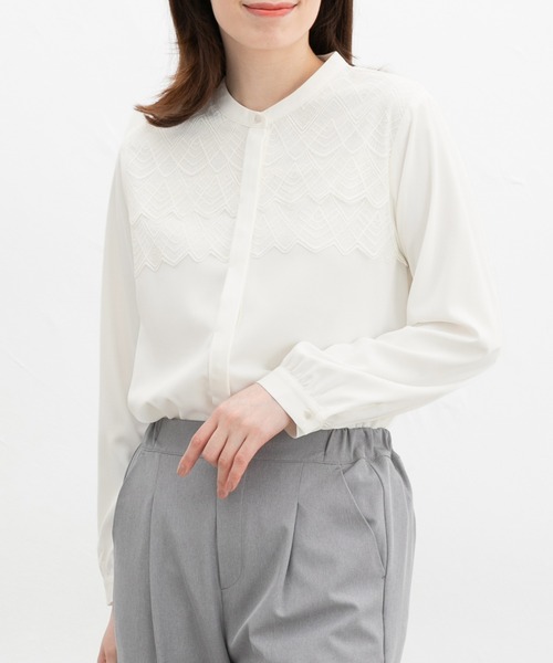 Honeys（ハニーズ） ブラウス シャツ レース使いブラウス レディース