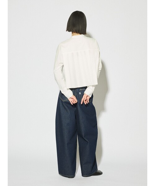 MIDIUMISOLID / ミディウミソリッド MIDIUMISOLID for Ladies スタンドカラープリーツシャツ MIDIUMISOLID for Ladies スタンドカラープリーツシャツ