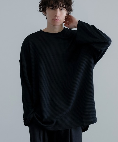 improves（インプローブス） tシャツ 裾ラウンド ワッフル ロンT