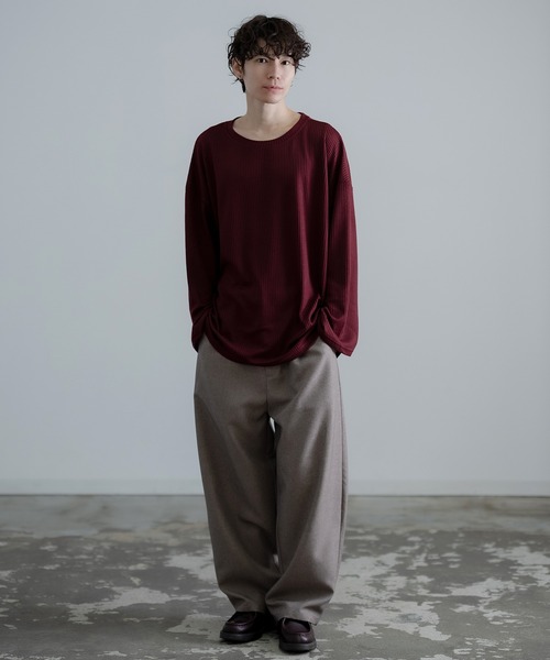 Trendt Vision ワッフル ロングTシャツ improves tシャツ 裾ラウンド ワッフル ロンT メンズ レディース