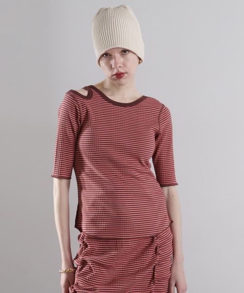 tシャツ (CREOLME)マルチボーダートップス レディース