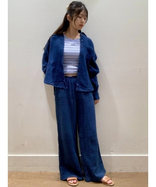 GAP ブラウス シャツ ガーゼ オーバーサイズシャツ レディース