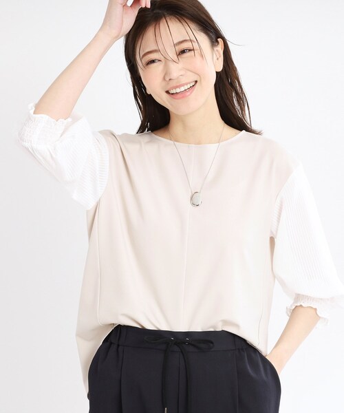 ブラウス シャツ 「夏SALE／手洗い可」シアーストライプスリーブブラウス レディース Reflect ブラウス シャツ 「夏SALE／手洗い可」シアーストライプ