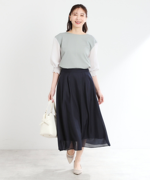 【夏SALE／手洗い可】シアーストライプスリーブブラウス 夏SALE／手洗い可】シアーストライプスリーブブラウス（シャツ