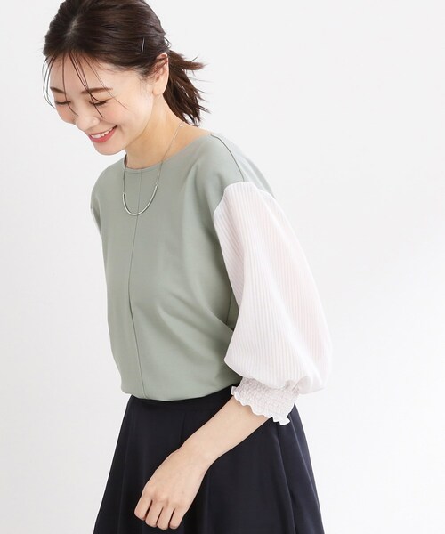 【夏SALE／手洗い可】シアーストライプスリーブブラウス 夏SALE／手洗い可】シアーストライプスリーブブラウス（シャツ