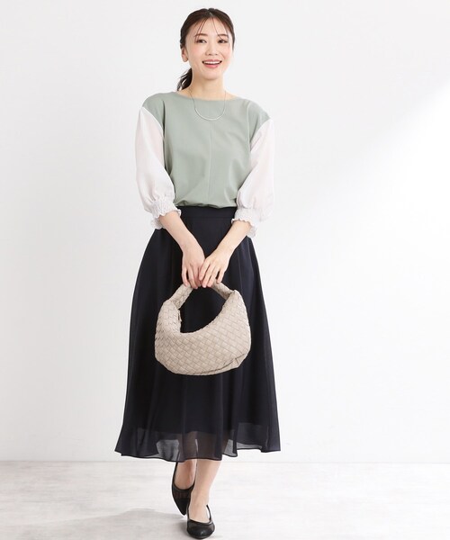 Reflect ブラウス シャツ 「夏SALE／手洗い可」シアーストライプ
