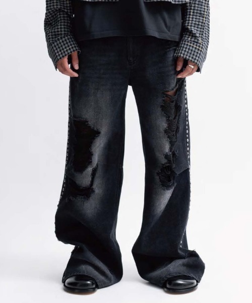 breath ブラックデニム BREATH ジーンズ 「BREATH / ブレス」SUICIDE STUDS WIDE DENIM