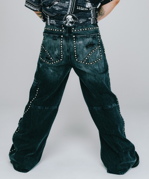 breath ブラックデニム BREATH ジーンズ 「BREATH / ブレス」SUICIDE STUDS WIDE DENIM