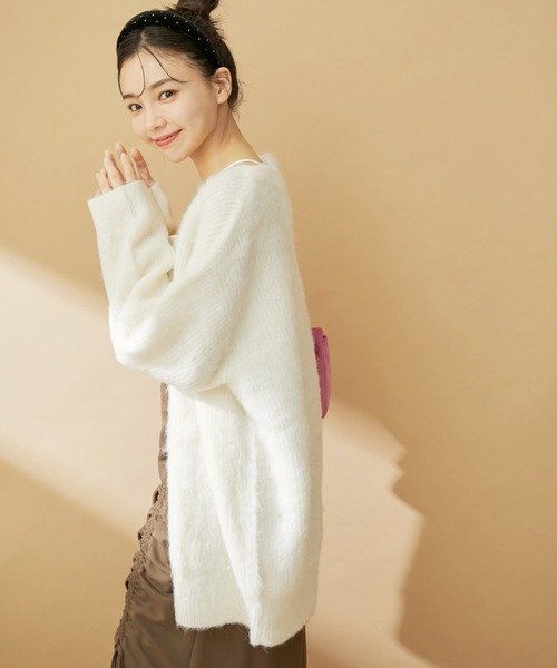 「VIS」 ニットカーディガン FREE チャコールグレー レディース_画像7