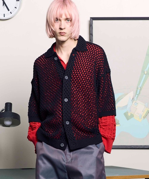 MAISON SPECIAL 長袖 フィッシュ ネットニット MAISON SPECIAL セーター ニット 「UNISEX」Slub Yarn Mixed