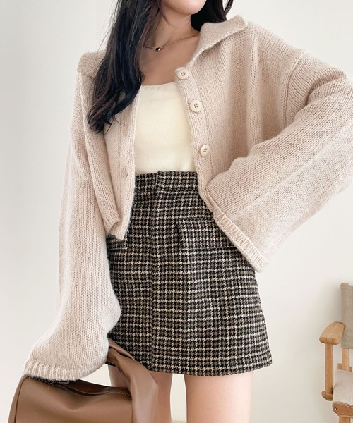 「Heather」 ニットカーディガン FREE ブルー レディース_画像3