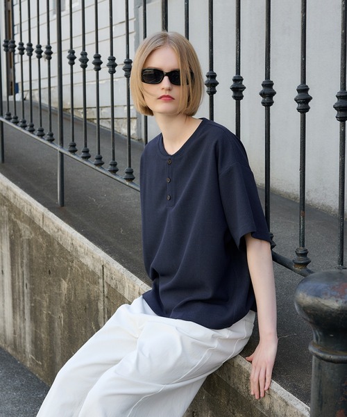 Regen Glanz tシャツ thermal henry neck T‐shirt/サーマルヘンリー