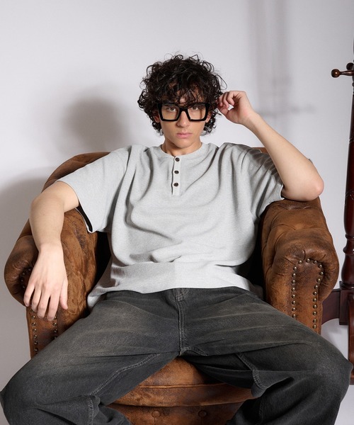 Regen Glanz tシャツ thermal henry neck T‐shirt/サーマル