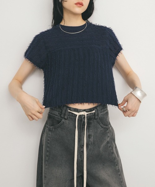 KBF（ケービーエフ） ニット セーター ミニフリンジニットTEE