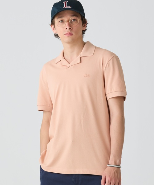 LACOSTE新品 ベージュ 五分袖ポロシャツ サイズ40 LACOSTE（ラコステ） ポロシャツ オープンカラーポロシャツ メンズ