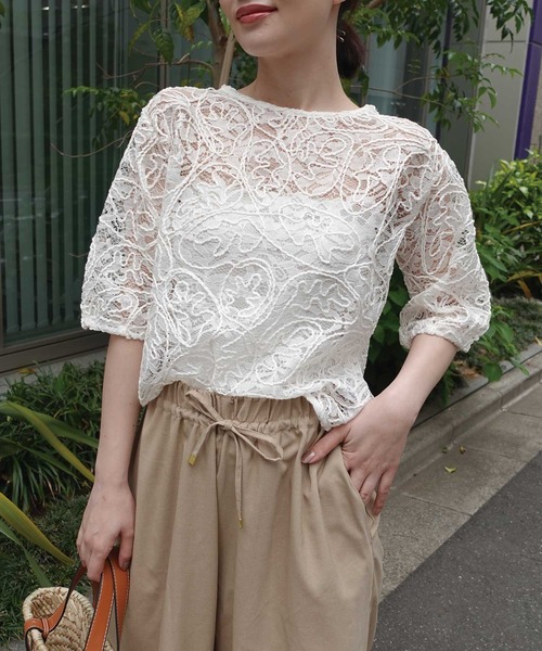 CORNERS tシャツ コードレース半袖トップス レディース