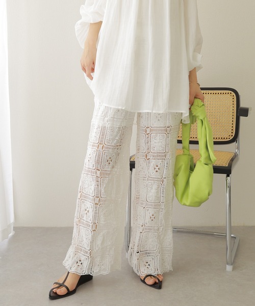 ワイドパンツ パンツ crochet lace semi wide pants /クロシェ レース