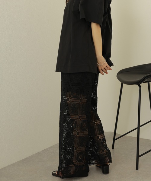 ワイドパンツ パンツ crochet lace semi wide pants /クロシェ レース 