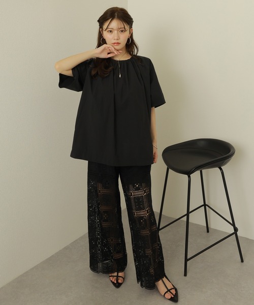ワイドパンツ パンツ crochet lace semi wide pants /クロシェ レース
