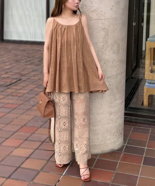 ワイドパンツ パンツ crochet lace semi wide pants /クロシェ レース