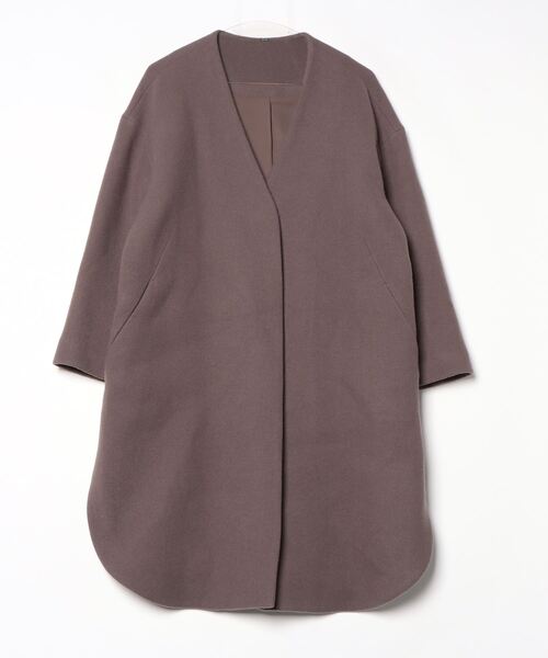 Mila Owen ノーカラー ミドルコート　モカ Mila Owen（ミラオーウェン） ノーカラーコート 0 モカ レディース