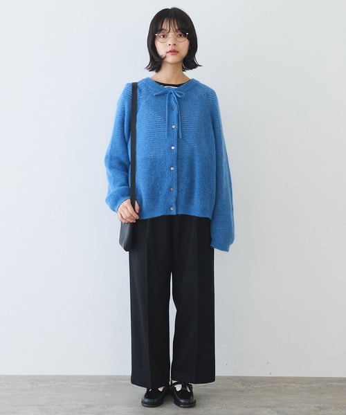 bulle de savon カーディガン AMBIDEX Store ○裏毛ボーダー カーディガン(F ピンク×ブルー
