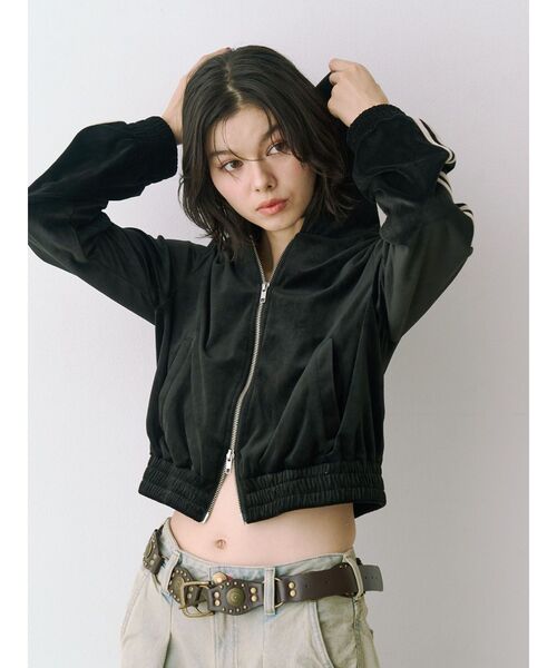 jouetie（ジュエティ） パーカー ベロアコンパクトラインZIPフーディ