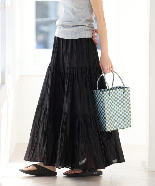 【JOURNAL STANDARD relume】コットンスカート WEB限定追加4》コットンボイルクリンクルティアードスカート