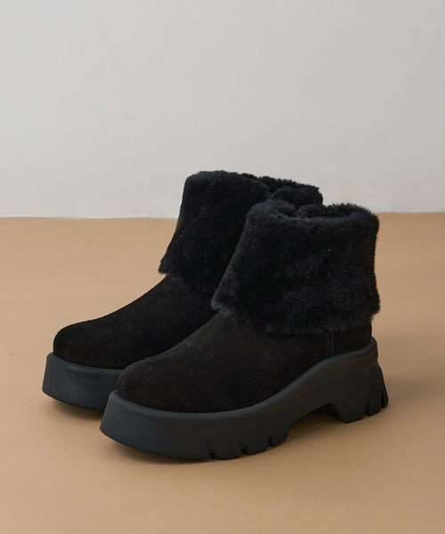 トリーバーチ ブラックムートンブーツ ファー付き トリーバーチ