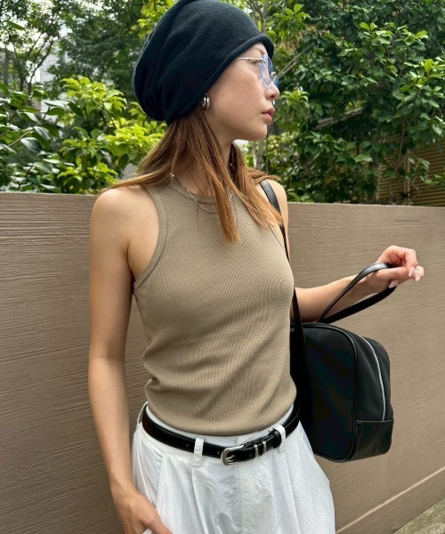 HANNE タンクトップ ノースリーブ サーマルカップインタンクトップ