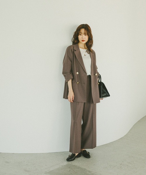 スラックス パンツ お手入れラクラクセットアップ/ワイドパンツ/498376 レディース | GLOBAL WORK | 05