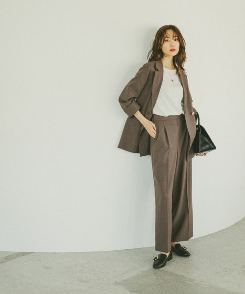 スラックス パンツ お手入れラクラクセットアップ/ワイドパンツ/498376 レディース | GLOBAL WORK | 06