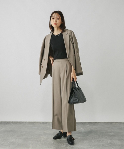 スラックス パンツ お手入れラクラクセットアップ/ワイドパンツ/498376 レディース | GLOBAL WORK | 19