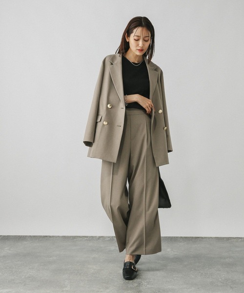 スラックス パンツ お手入れラクラクセットアップ/ワイドパンツ/498376 レディース | GLOBAL WORK | 20