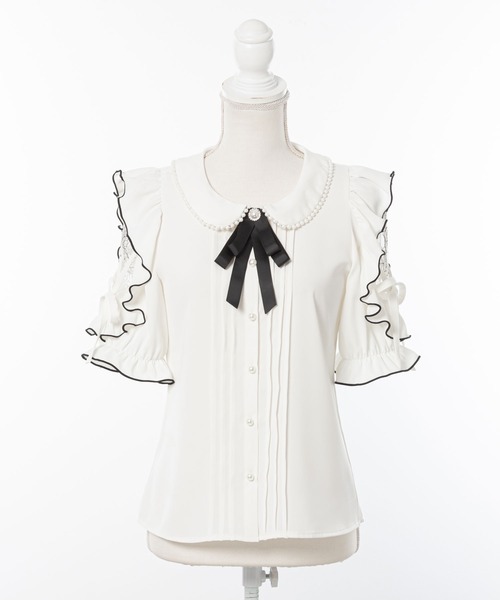 「DearMyLoveRose」 半袖ブラウス - ブラック レディース_画像2