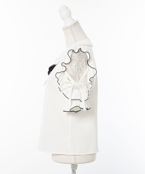 「DearMyLoveRose」 半袖ブラウス - ブラック レディース_画像4