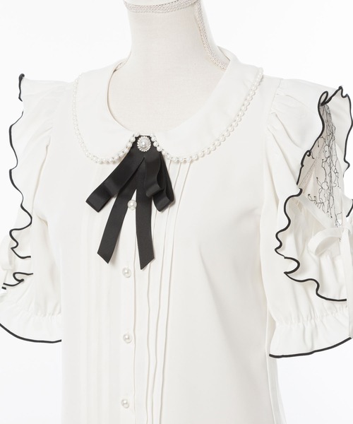 「DearMyLoveRose」 半袖ブラウス - ブラック レディース_画像5