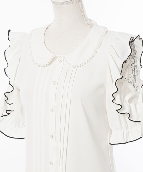 「DearMyLoveRose」 半袖ブラウス - ブラック レディース_画像6