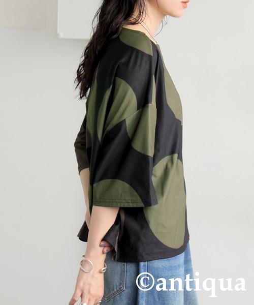 「antiqua」 半袖カットソー ONESIZE ブラック レディース_画像7