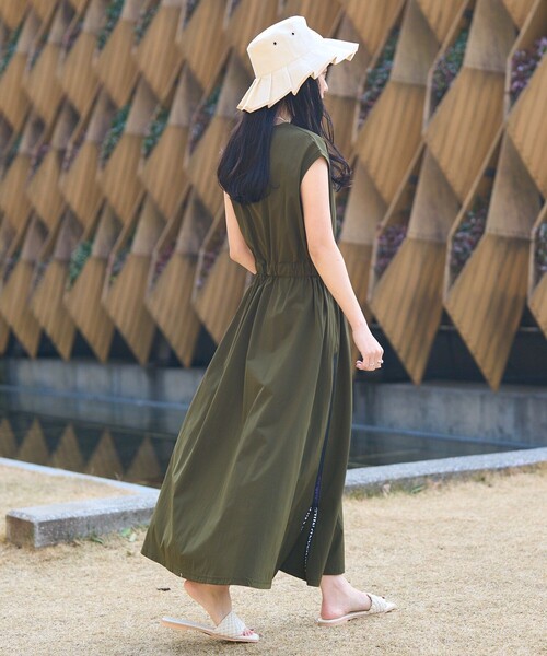 ZOYゾーイ ステンシル リーフプリントノースリーブワンピース THOUSAND MILE（サウザンドマイル） ノースリーブワンピース フリ