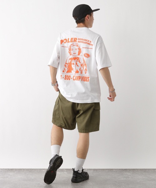「POLeR」 半袖Tシャツ LARGE オレンジ メンズ_画像2