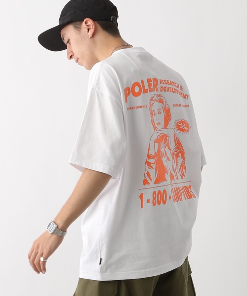 「POLeR」 半袖Tシャツ LARGE オレンジ メンズ_画像5