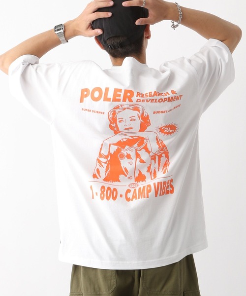 「POLeR」 半袖Tシャツ LARGE オレンジ メンズ_画像6
