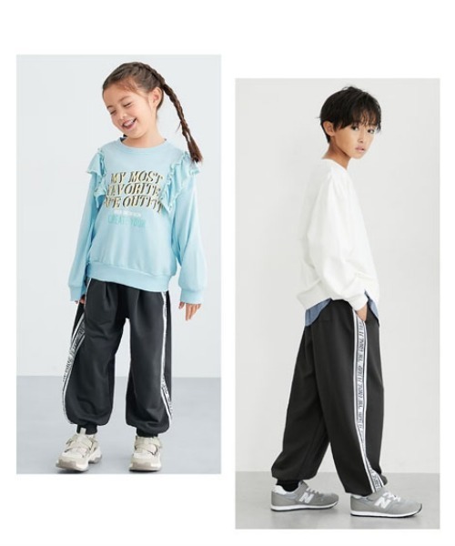 モンクレール　14a ネイビースウェット長ズボン サイド白ライン パンツ サイドラインスウェットパンツ キッズ 子供服 男の子 女の子