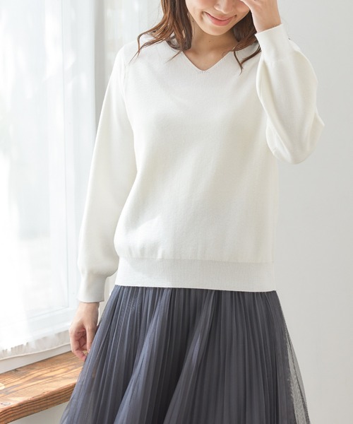 「Honeys」 「GLACIER」長袖ニット S アイボリー レディース_画像4