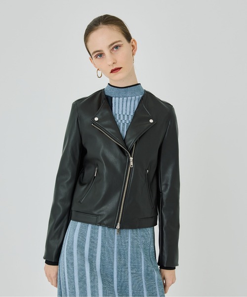 美品 UNITED TOKYO レザー 襟付き ライダース M ブラック UNITED TOKYO（ユナイテッドトウキョウ）の「ラムレザー衿付き