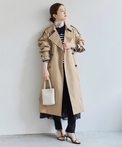 美品】スローブイエナ ロングトレンチコート 36 ベージュ 美品【SLOBE 