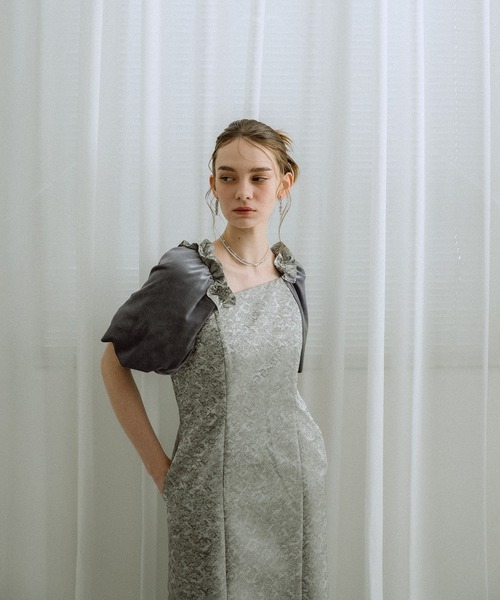 et.UNiVER ドレス Puff-sleeve Jacquard Dress : ZOZOTOWN Yahoo!店